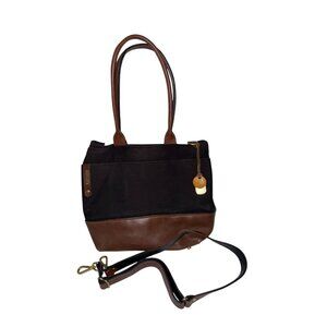 R. Riveter Black Canvas  Leather HM Tote Bag OTTO Adjustable Crossbody Strap USA